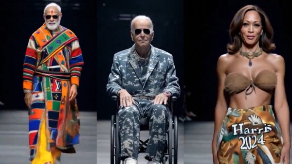 WATCH Elon Musk Shares AI Ramp Walk Featuring Modi Biden Trump Kamala