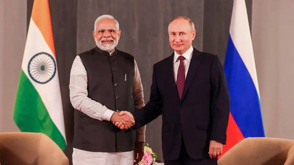 Prime Minister Narendra Modi with President of Russia Vladimir Putin