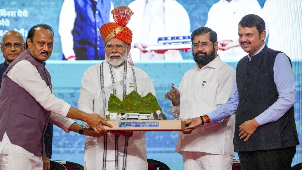 PM Narendra Modi With Maharashtra CM Eknath Shinde Ajit Pawar and Devendra Fadnavis