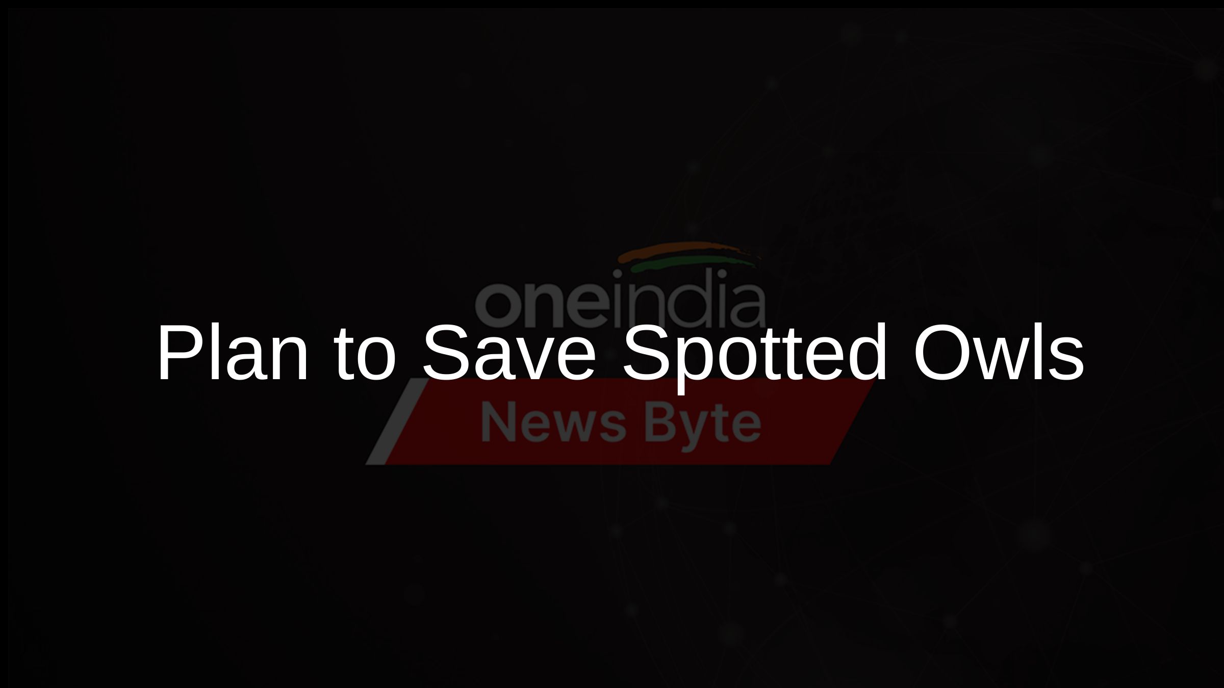 Plan to Save Spotted Owls