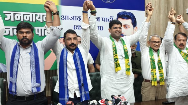 JJP s Dushyant Chautala and Bhim Army s Chandrashekhar Azad