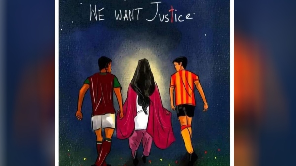 East Bengal-Mohun Bagan Fans Protest Outside Salt Lak Stadium To Demand Justice For Rape and Murder Victim East Bengal-Mohun Bagan Fans Protest Outside Salt Lak Stadium To Demand Justice For Rape and Murder Victim