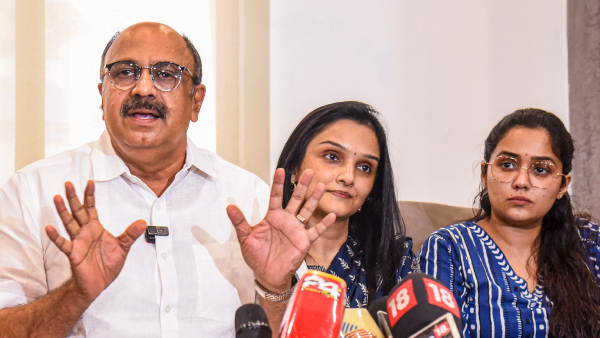 General Secretary of Association of Malayalam Movie Artists AMMA Siddique with actors Jomol and Ananya addresses the media on the Justice Hema Committee report in Kochi Friday Aug 23 2024