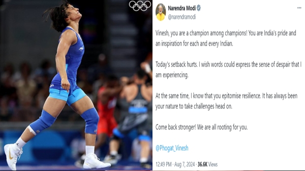 Pm Modi Tweets for Vinesh