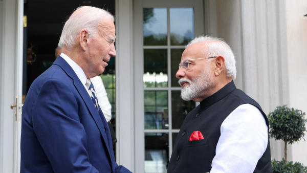 US President Joe Biden and Prime Minister Narendra Modi at a meeting on the sidelines of the Quad Leaders Summit at Archmere Academy in Claymont Delaware USA Saturday Sept 21 2024