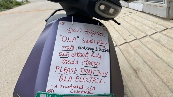 Bengaluru Resident s Placard On Ola Electric Scooter Goes Viral Ola Legal Team Responds
