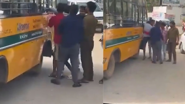Bengaluru School Bus Targeted By Angry Mob In Bengaluru s Electronic City