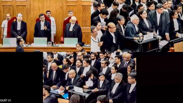 A bench comprising Chief Justice of India CJI D Y Chandrachud Justice J B Pardiwala and Justice Manoj Misra during the second day of hearing on a suo moto case related to the alleged sexual assault and murder of a postgraduate trainee doctor in Kolkata at the Supreme Court in New Delhi Monday Sept 9 2024