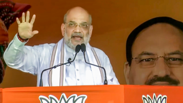 Union Minister and BJP leader Amit Shah addresses a rally in Naushera Jammu and Kashmir Sunday Sept 22 2024
