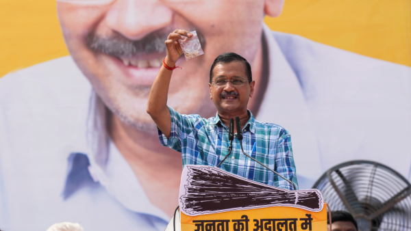 AAP national convener Arvind Kejriwal speaks during the Janta Ki Adalat programme in New Delhi Sunday Oct 6 2024