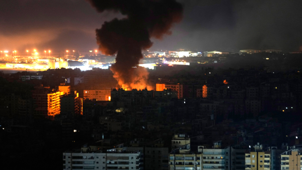 Flames and smoke rise from an Israeli airstrike in Dahiyeh Beirut Lebanon early Sunday Oct 6 2024 Flames and smoke rise from an Israeli airstrike in Dahiyeh Beirut Lebanon early Sunday Oct 6 2024
