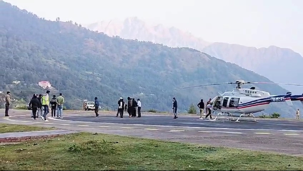 A helicopter with Chief Election Commissioner Rajiv Kumar on board reaches Munsyari in Pithoragarh district Wednesday Oct 16 2024