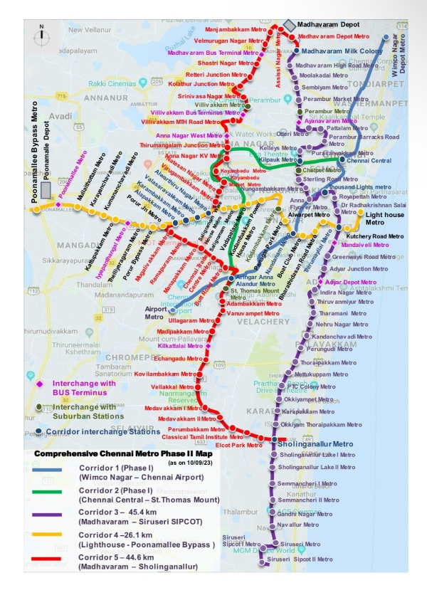 Chennai Metro Phase 2 Budget Route Maps List Of Stations