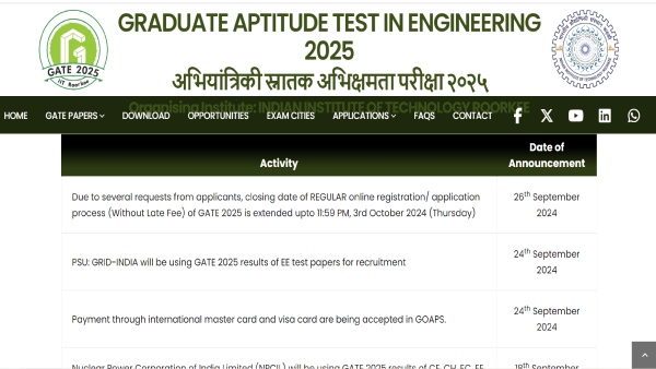 GATE 2025 Registration Last Day