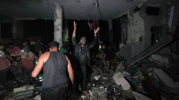 Palestinians search for survivors and bodies in the rubble of a mosque destroyed in an Israeli airstrike in Deir al-Balah Sunday Oct 6 2024 Palestinians search for survivors and bodies in the rubble of a mosque destroyed in an Israeli airstrike in Deir al-Balah Sunday Oct 6 2024