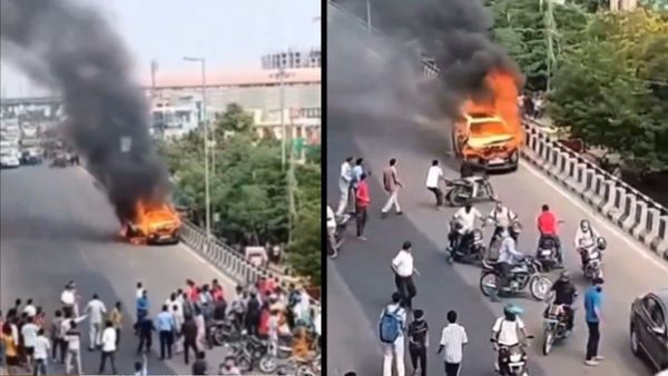 WATCH Videos Driverless Car Catches Fire And Speeds Through Jaipur Road What Happens Next