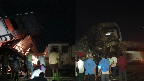 Chennai Train Accident Video Coaches Derail As Mysuru-Darbhanga Bhagmati Express Collides with Goods Train