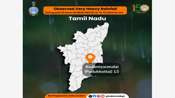 Tamil Nadu Rain Update Kudimiyanmalai Records Heaviest Rainfall Chennai Areas Also Affected
