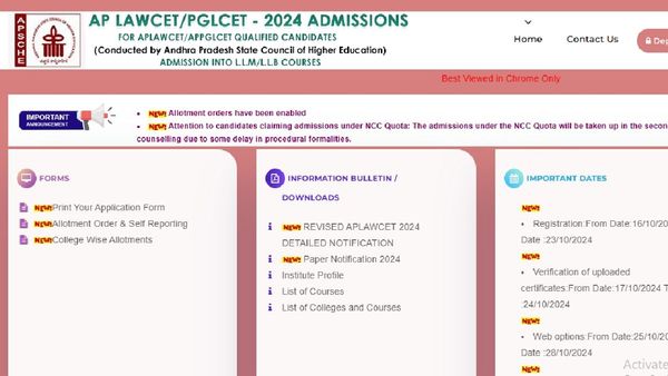 AP LAWCET 2024 Seat Allotment Results Announced