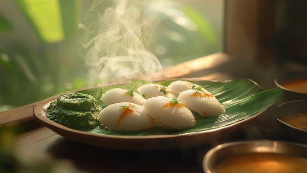 Traditional Idli Steamed Rice and Dal Bread