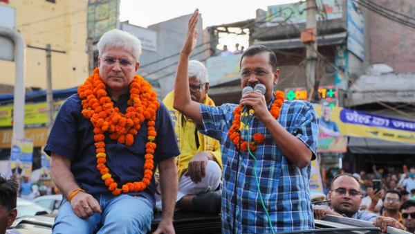 In happier times Arvind Kejriwal and Kailash Gahlot during Lok Sabha election campaign