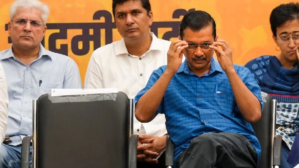 Kailash Gehlot Sourabh Bhardwaj Arvind Kejriwal and Atishi File Photo