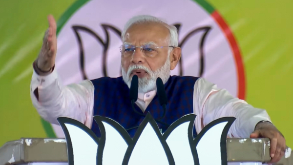 Prime Minister Narendra Modi addresses an election rally for the upcoming Maharashtra Assembly elections in Nanded district Saturday Nov 9 2024