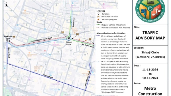 Bengaluru Traffic Alert Shivajinagar Commuters Face Major Disruptions for 30 Days