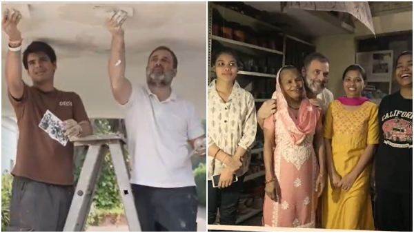 Rahul Gandhi Tries Pottery Painting Rahul Gandhi Tries Pottery Painting