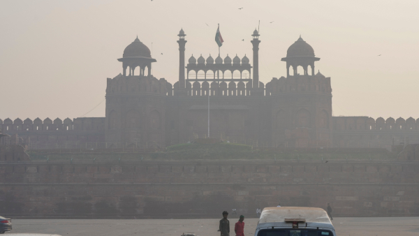 View of the Red Fort amid smog on Diwali festival View of the Red Fort amid smog on Diwali festival