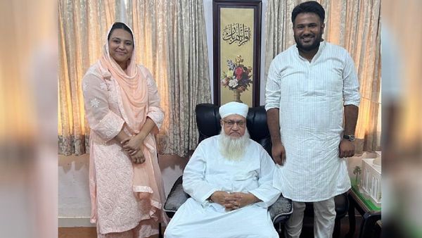 Swara Bhaskar with her husband Fahad Ahmed and Maulana Sajjad Nomani