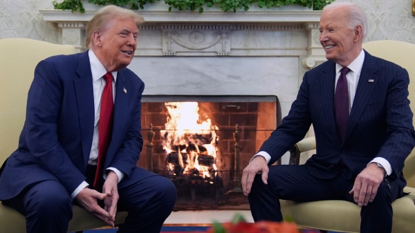 President Joe Biden meets with President-elect Donald Trump in the Oval Office of the White House