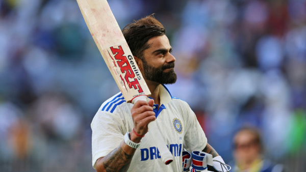 Virat Kohli celebrates his century on the third day of the first cricket test between Australia and India in Perth Australia Sunday Nov 24 2024