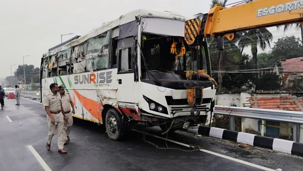 Tragic Accident in Tumakuru Claims Three Lives 20 Injured As Private Bus Hits Divider