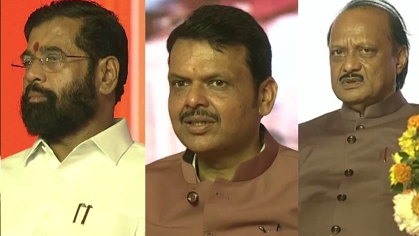 Devendra Fadnavis Oath Taking Ceremony In Maharashtra - LIVE  Fadnavis  Shinde  And Pawar At Azad Maidan