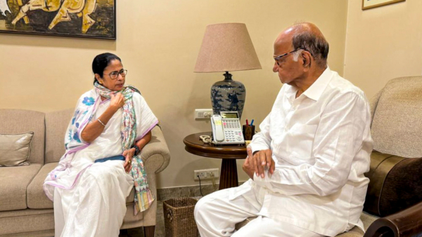 West Bengal Chief Minister Mamata Banerjee with NCP Sharadchandra Pawar chief Sharad Pawar