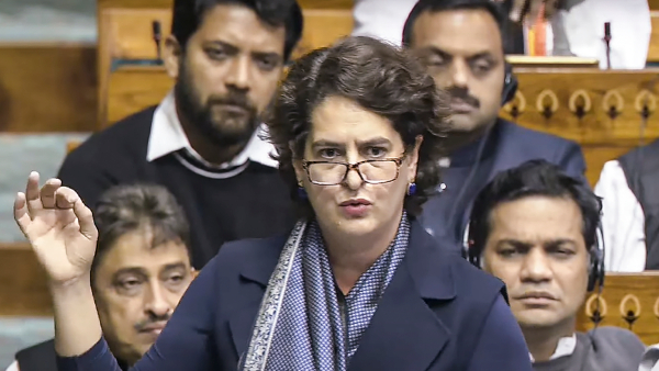 Congress MP Priyanka Gandhi Vadra speaks in the Lok Sabha