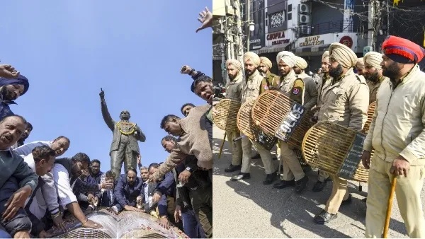 Ambedkar Statue Desecrated BJP-Congress Slam Kejriwal s Fake Dalit Love Accuse AAP of Khalistani Links