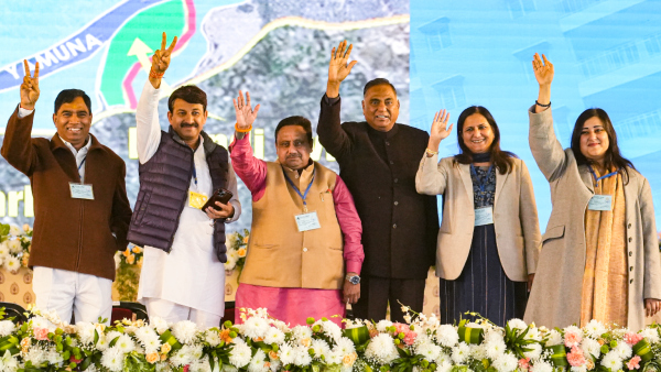 Delhi BJP MPs Yogender Chandolia Manoj Tiwari Praveen Khandelwal Ramvir Singh Bidhuri Kamaljeet Sehrawat and Bansuri Swaraj during an event of Prime Minister Narendra Modi in New Delhi Friday Jan 3 2025 Delhi BJP MPs Yogender Chandolia Manoj Tiwari Praveen Khandelwal Ramvir Singh Bidhuri Kamaljeet Sehrawat and Bansuri Swaraj during an event of Prime Minister Narendra Modi in New Delhi Friday Jan 3 2025