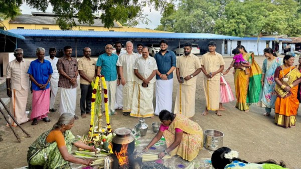 American Man Celebrates Pongal