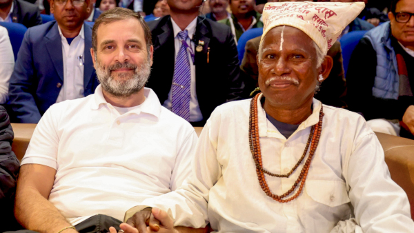 Rahul Gandhi during Samvidhan Suraksha Sammelan in Patna