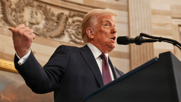 President Donald Trump speaks during the 60th Presidential Inauguration in the Rotunda of the U S Capitol in Washington Monday Jan 20 2025 President Donald Trump speaks during the 60th Presidential Inauguration in the Rotunda of the U S Capitol in Washington Monday Jan 20 2025