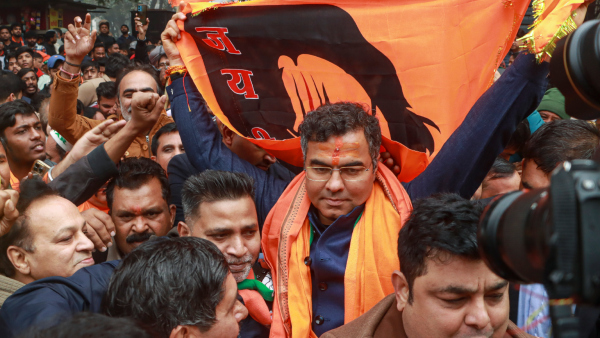 BJP candidate Parvesh Verma prior to filing his nomination for Delhi Assembly poll in New Delhi Wednesday Jan 15 2025