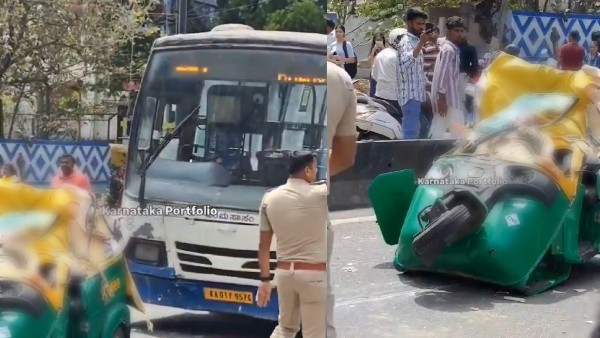 Bengaluru Accident Auto-Rickshaw Crushed Between Two BMTC Buses Two Dead