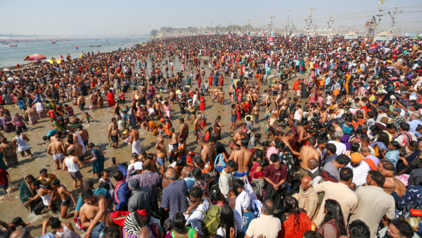 Devotees take a holy dip at Sangam during the ongoing Maha Kumbh Mela festival in Prayagraj Uttar Pradesh Sunday Feb 9 2025