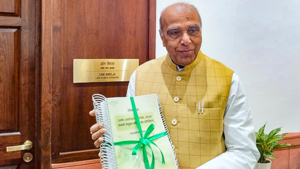 Chairman of the Joint Parliamentary Committee on Waqf Amendment Bill 2024 and BJP MP Jagdambika Pal is seen at the Parliament House before meeting Lok Sabha Speaker Om Birla to submit the committee s report in New Delhi Thursday Jan 30 2025