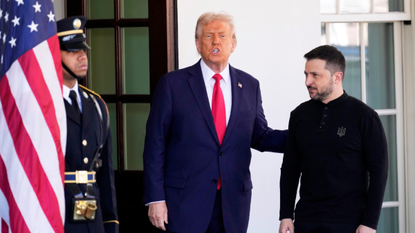 US President Donald Trump welcomes Ukraine President Volodymyr Zelenskyy at the White House in Washington Friday Feb 28 2025