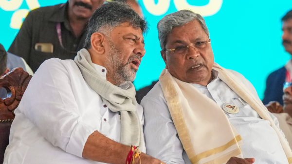 Karnataka Chief Minister Siddaramaiah with Deputy CM DK Shivakumar