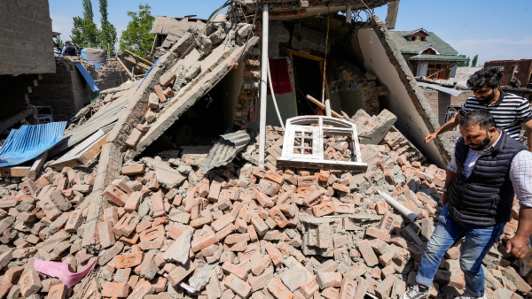 Debris of the house of Ahsan Ul Haq Sheikh a suspect in the Pahalgam terror attack which was razed in a blast in Murran area of Pulwama district Saturday April 26 2025 Debris of the house of Ahsan Ul Haq Sheikh a suspect in the Pahalgam terror attack which was razed in a blast in Murran area of Pulwama district Saturday April 26 2025