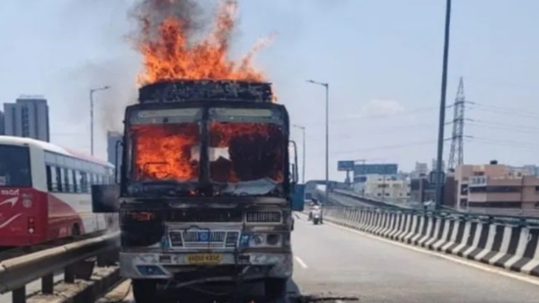 Peenya Flyover Temporarily Shut After Lorry Fire Commuters Stuck in Gridlock